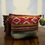 Accessory Makeup bag Wallet 100% Peruvian Sheep wool Handmade Skyblue Women