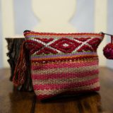 Accessory Makeup bag Wallet 100% Peruvian Sheep wool Handmade Pink Lines Women