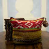 Accessory Makeup bag Wallet 100% Peruvian Sheep wool Handmade Yellow Women