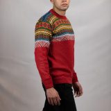 Pullover Sweater Chalan Red 100% Peruvian alpaca Handmade Men's