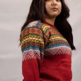 Pullover Sweater Chalan Red 100% Peruvian alpaca Handmade Women's