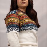 Pullover Sweater Franco White 100% Peruvian alpaca Handmade Women's