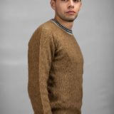 Pullover Sweater Greca Caramel 100% Peruvian alpaca Handmade Men's