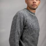 Pullover Sweater Greca Gray 100% Peruvian alpaca Handmade Men's