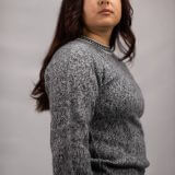 Pullover Sweater Greca Gray 100% Peruvian alpaca Handmade Women's