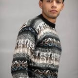 Pullover Sweater Incaica Blue 100% Peruvian alpaca Handmade Men's