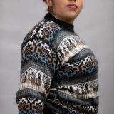 Pullover Sweater Incaica Blue 100% Peruvian alpaca Handmade Women's