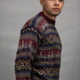 Pullover Sweater Incaica Burgundy 100% Peruvian alpaca Handmade Men's