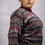 Pullover Sweater Incaica Burgundy 100% Peruvian alpaca Handmade Women's