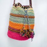 Accessory Purse Franco 100% Peruvian Sheep wool Handmade Orange Women