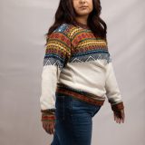 Women's white alpaca wool sweater handmade in Peru - Franco style