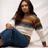 Women's alpaca sweater Franco back view - sustainable Peruvian knitwear