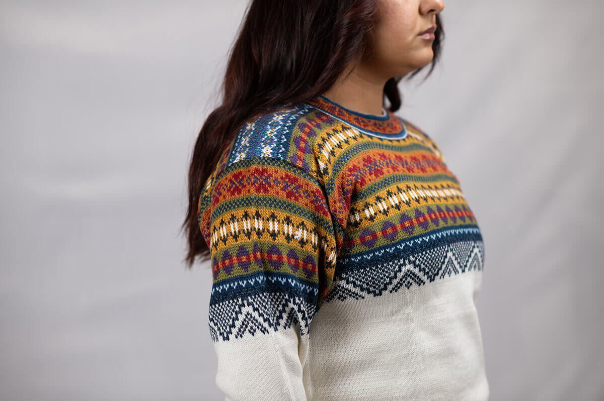 Alpaca wool sweater texture close-up - 100% Peruvian handmade quality