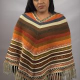 Poncho Mitchell wool Orange 100% Peruvian alpaca Handmade Women's