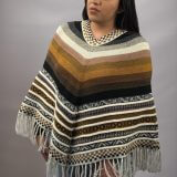 Poncho Mitchell wool Black 100% Peruvian alpaca Handmade Women's