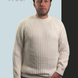 Pullover Sweater Zuri White 100% Peruvian alpaca Handmade men's