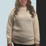 Pullover Sweater Zuri White 100% Peruvian alpaca Handmade Women's