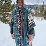 Poncho Cuzco wool Blue 100% Peruvian alpaca Handmade Unisex