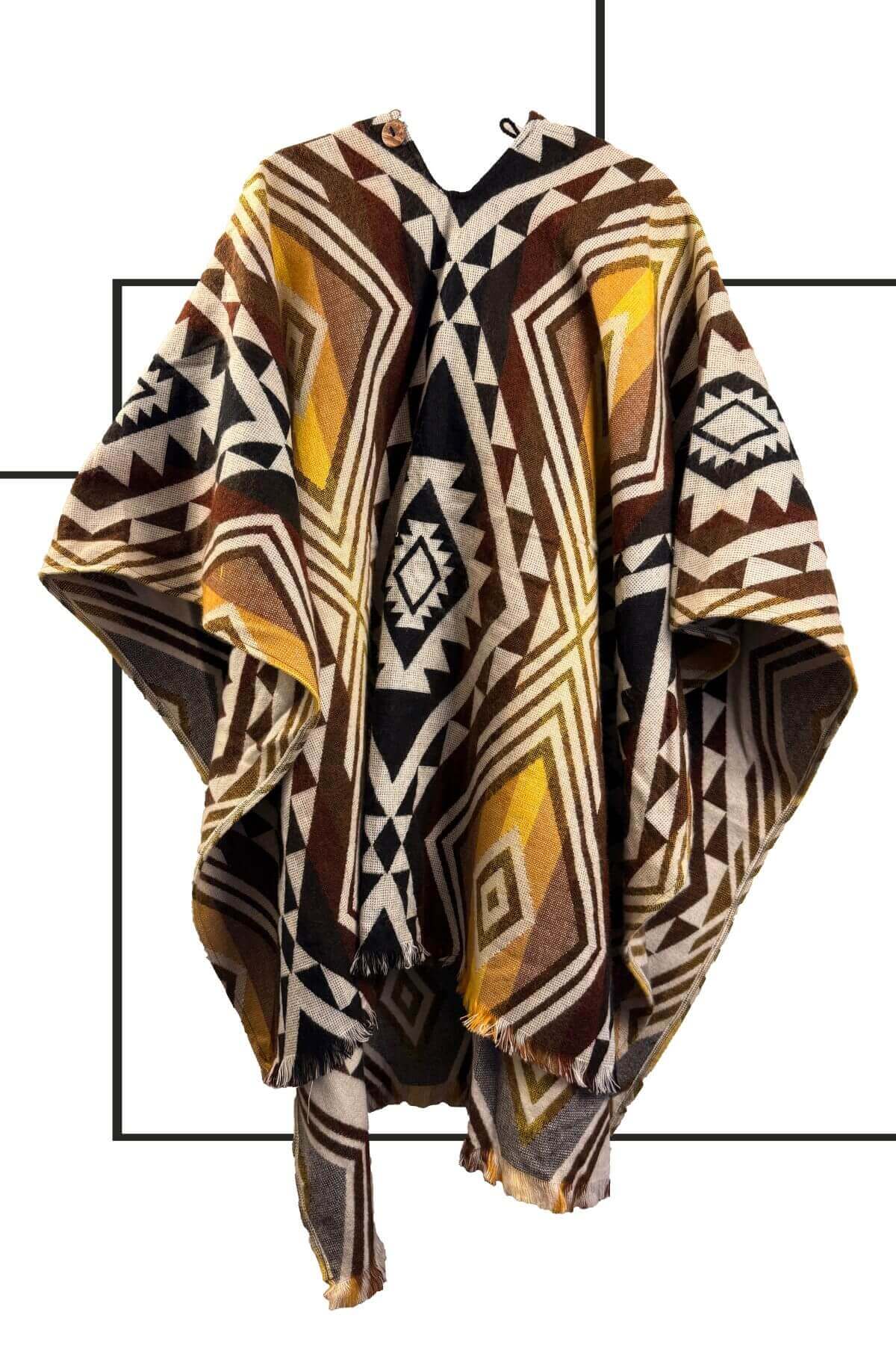 Poncho Cuzco wool Yellow 100% Peruvian alpaca Handmade Unisex