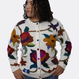 Alpaca wool Flowers sweater 100% Peruvian alpaca Handmade women's