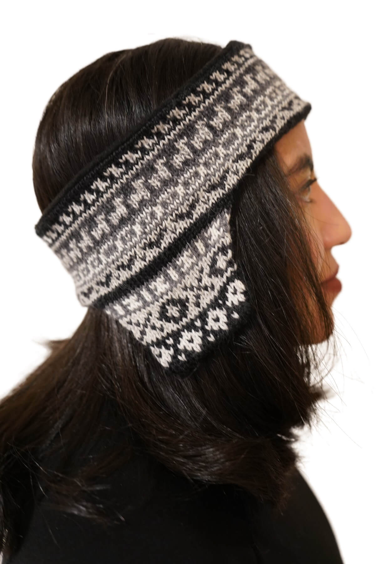 Alpaca wool Headband Black 100% Peruvian alpaca Handmade Cover Hears Unisex